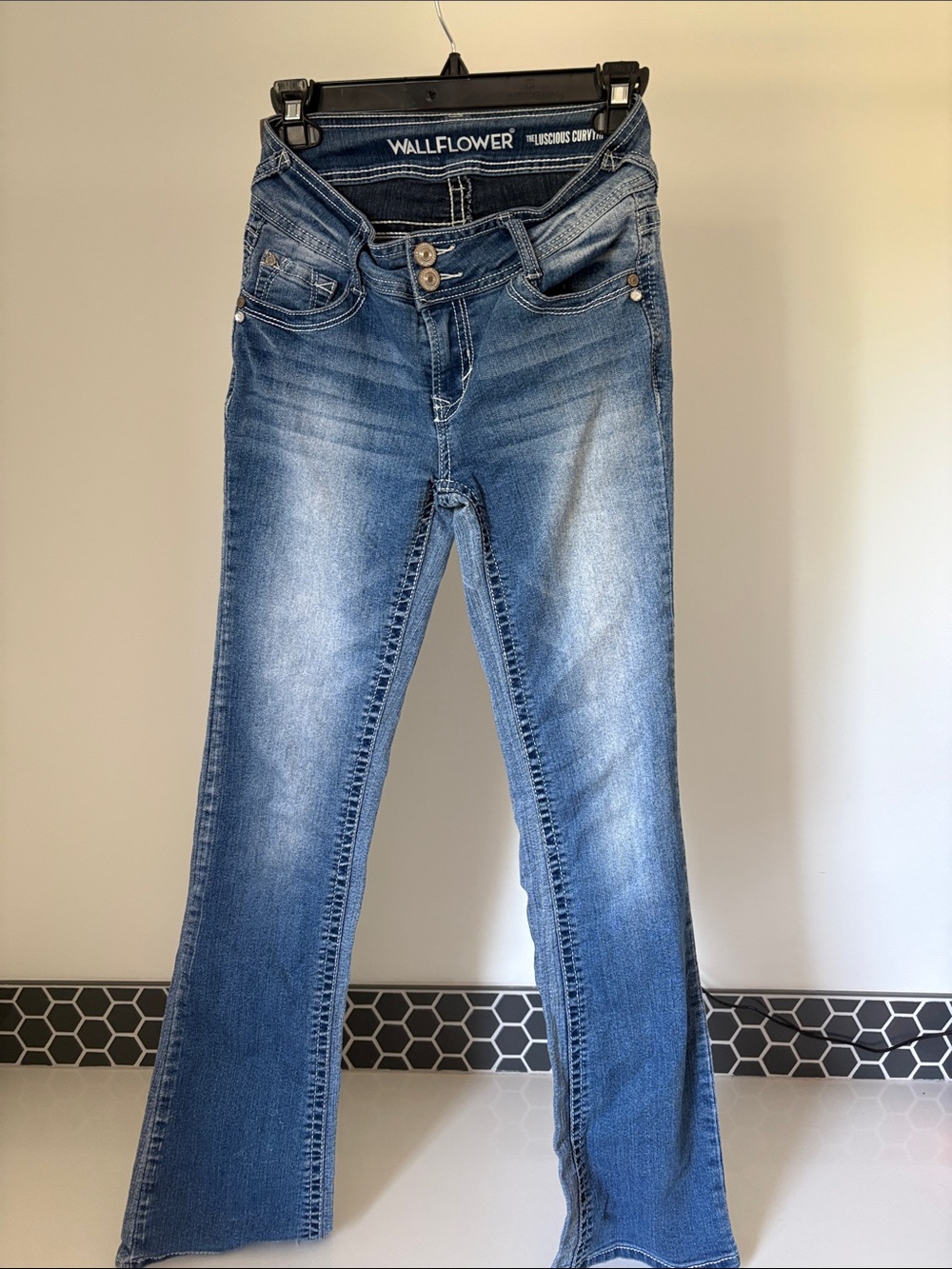 Wallflower Blue Faded Flare Jeans